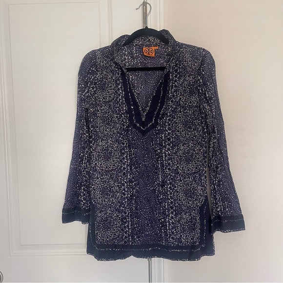 Tory Burch Blue Long Sleeve Tunic - Picture 1 of 7